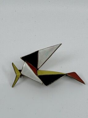 Vintage Post Modern Enameled Color Blocked Brooch/Pin